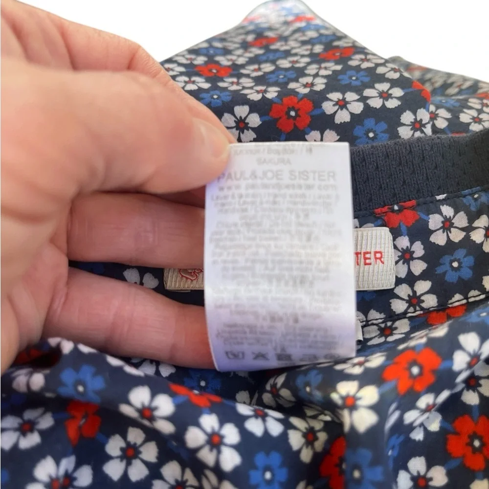 Paul & Joe SISTER Navy Red White Floral Button-Front Dress - Picture 12 of 12